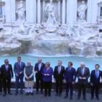G20, Draghi e gli altri leader lanciano la monetina alla Fontana di Trevi