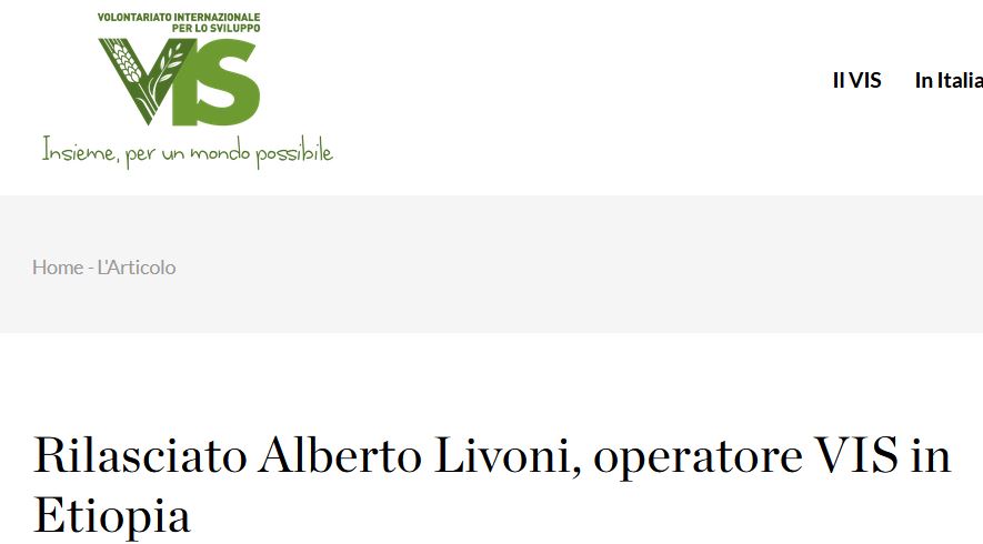 Etiopia, rilasciato il cooperante italiano Alberto Vivoni Etiopia, rilasciato il cooperante italiano Alberto Vivoni