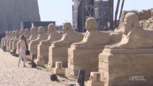 Egitto, foto e selfie lungo il viale delle Sfingi: turisti affollano Luxor