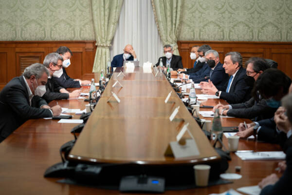 Il Presidente del Consiglio Mario Draghi incontra i Sindacati a Palazzo Chigi