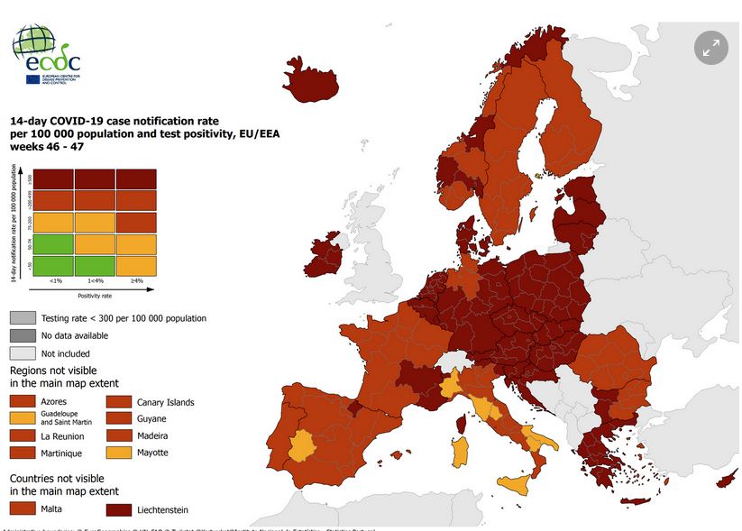 Covid: l’Europa in zona rossa. In Germania lockdown per non vaccinati Covid: l’Europa in zona rossa. In Germania lockdown per non vaccinati