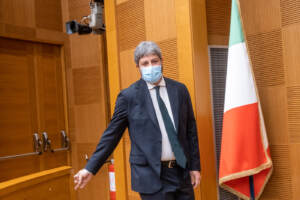 Roma, il presidente della Camera Roberto Fico agli auguri con la Stampa parlamentare