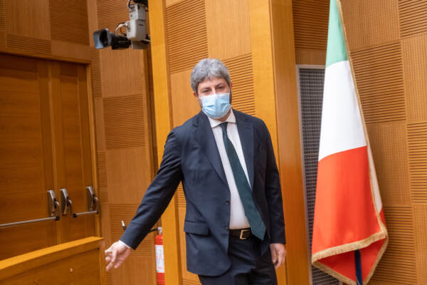 Roma, il presidente della Camera Roberto Fico agli auguri con la Stampa parlamentare