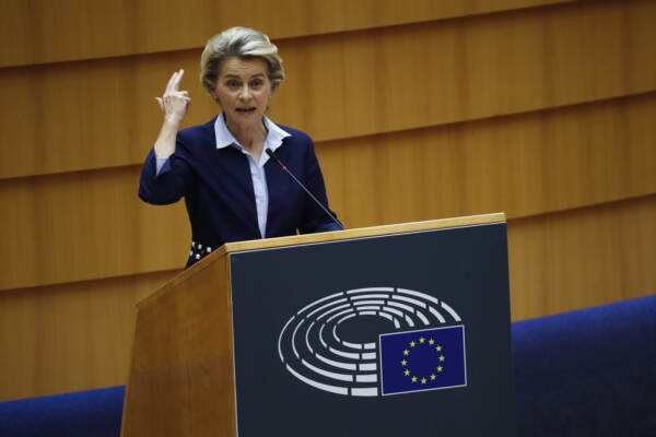 Brexit, la Presidente della Commissione europea Ursula von der Leyen al Parlamento europeo a Bruxelles