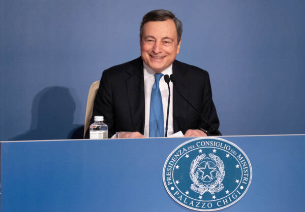 Roma, conferenza stampa di fine anno del Presidente del Consiglio Mario Draghi