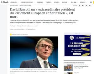 La morte di David Sassoli sui giornali stranieri