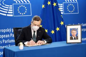 Il Presidente Draghi a Strasburgo per la Commemorazione di David Sassoli