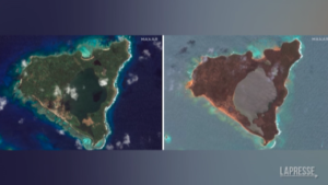La distruzione di Tonga, le impressionanti immagini dal satellite prima e dopo l’eruzione