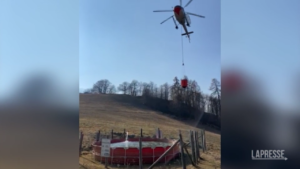 Cuneo, incendio boschivo a Frabosa Soprana: canadair al lavoro