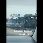 Kiev, convoglio di mezzi ucraini distrutti alla periferia della capitale