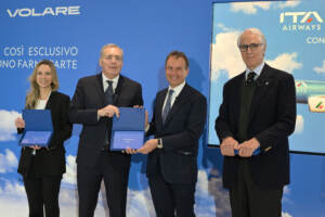 Ita presenta i nuovi aerei dedicati agli sportivi. A Fiumicino tanti ospiti insieme a Vezzali e Malagò
