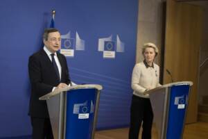 Il premier Mario Draghi incontra la presidente della commissione Ue Ursula Von der Leyen