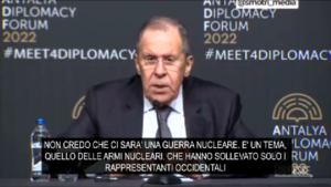 Ucraina, Lavrov: “Non credo ci sarà una guerra nucleare”