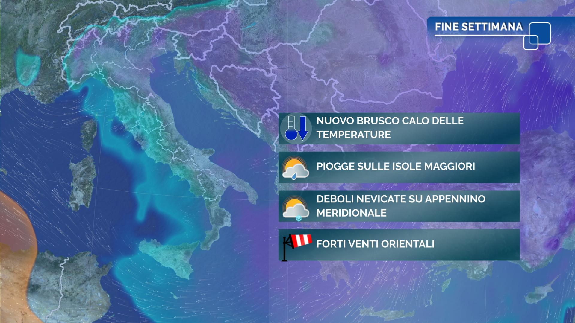 Meteo, piogge al Sud e sulle isola, il Nord resta a secco. Nuove correnti fredde dai balcani