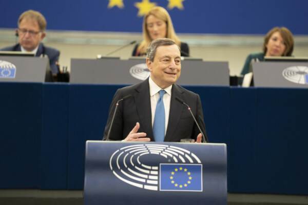 Mario Draghi al Parlamento Europeo di Strasburgo