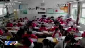 Terremoto in Cina, la scossa ripresa dalle telecamere di sicurezza in una scuola di Sichuan