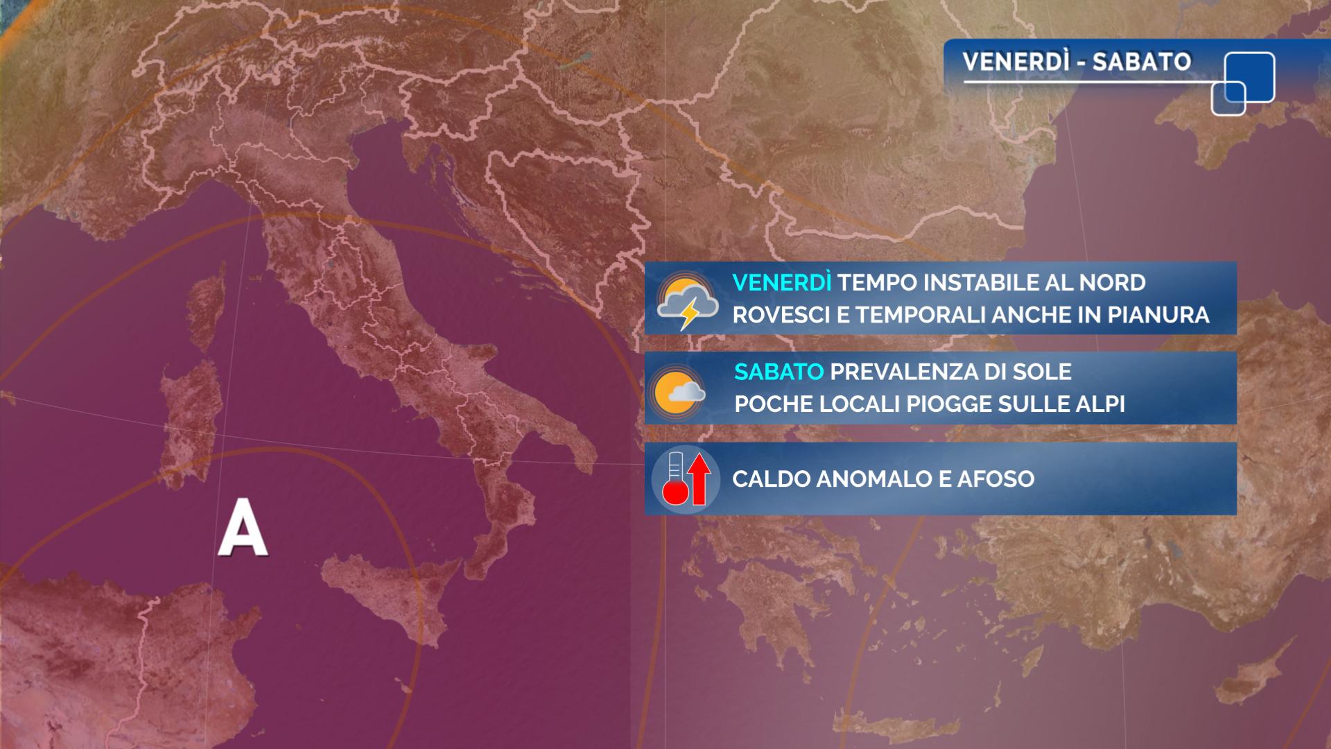 Ondata di calore nel fine settimana sul centro-sud, picchi di 40°. Al nord tempo instabile e temporali
