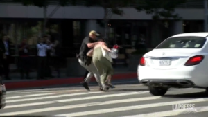Usa, manifestante arrestata durante il corteo del presidente Biden a Los Angeles