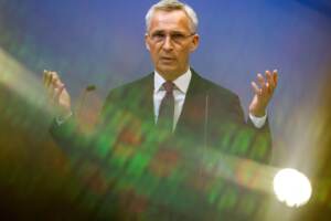 Bruxelles, conferenza del Segretario generale della NATO Jens Stoltenberg