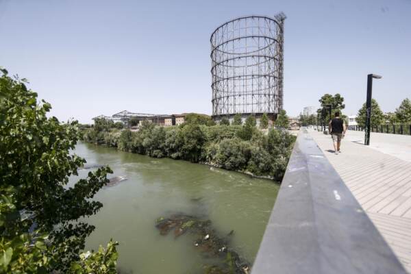 Roma - Allarme siccità, i livelli delle acque del Tevere molto bassi lasciano emergere alghe scogli e rifiuti