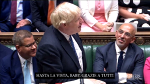 In Britain, Prime Minister Boris Johnson plays the fool as he says good-bye