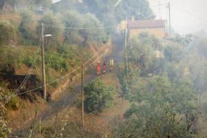 Vasti incendi in Toscana sulle colline di Massarosa
