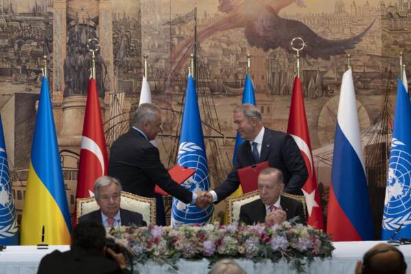Sergei Shoigu,Recep Tayyip Erdogan,Hulusi Akar,Antonio Guterres