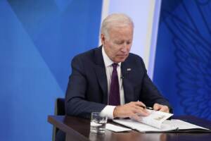 Joe Biden ad un evento al un evento al South Court Auditorium nel campus della Casa Bianca