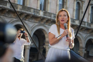 Elezioni 2022, comizio elettorale di Giorgia Meloni in Piazza del Duomo a Milano