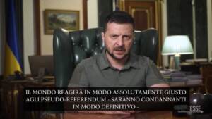 Ucraina, Zelensky: “Mondo condannerà i referendum farsa russi”
