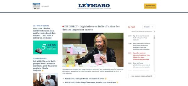 Elezioni, le Figaro: “Unione delle destre largamente in testa”