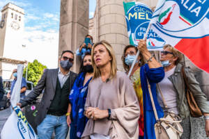 Elezioni comunali 2020, la leader di Fratelli d'Italia Giorgia Meloni in campagna elettorale a Bolzano