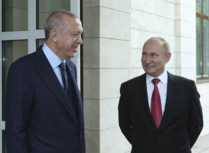 Sochi, presidente russo Vladimir Putin incontra presidente turco Recep Tayyip Erdogan
