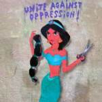 Amini, nel murale di TvBoy Jasmine si taglia capelli per Iran