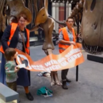 Clima, attiviste si incollano a un dinosauro al museo di Berlino