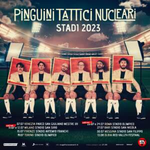Musica, primo tour negli stadi per i Pinguini Tattici Nucleari