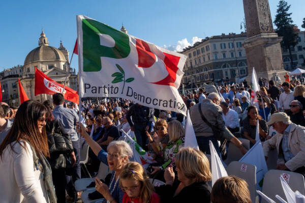 Elezioni chiusura della campagna elettorale del Partito Democratico in Piazza Del Popolo