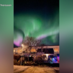 Islanda, aurora boreale illumina Reykjavik