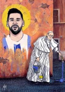 Argentina, il murale: il Papa dipinge Messi