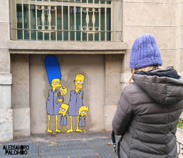 Giornata Memoria, i Simpson deportati in un murales