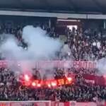 Ultrà Stella Rossa bruciano striscione Fedayn Roma