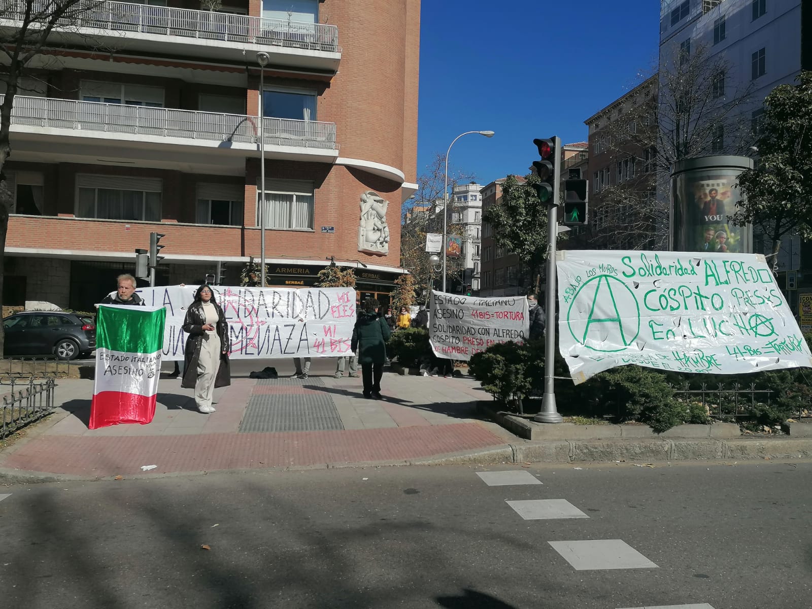 Cospito, presidio anarchico a Madrid in giorno sentenza
