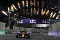 Sergio Perez della Red Bull dopo la vittoria nel Gran Premio d'Arabia Saudita di Formula 1