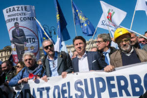 Roma - Il Presidente M5S Giuseppe Conte al corteo degli esodati del superbonus