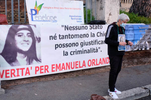 Roma, Pietro Orlandi fratello di Manuela durante il sit-in in ricordo della ragazza scomparsa 37 anni fa