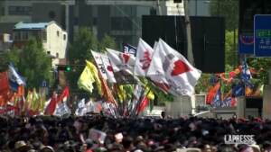 Primo maggio, lavoratori in manifestazione in Corea del Sud
