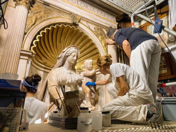 Roma, bio restauro Madonna del Parto a Sant’Agostino in Campo Marzio