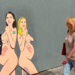 Milano, riappare murale con Meloni e Schlein incinte