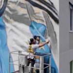 Albania, gigantesco murale di Messi a Tirana