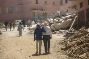 I danni del disastroso terremoto nella città di Amizmiz in Marocco